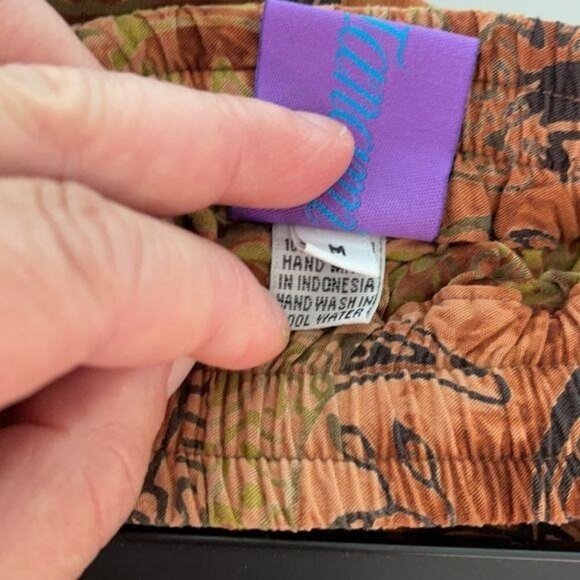 Tanami Pant Top Set Womens Size Medium M Vintage Rayon Patterned Brown Black - Picture 12 of 12